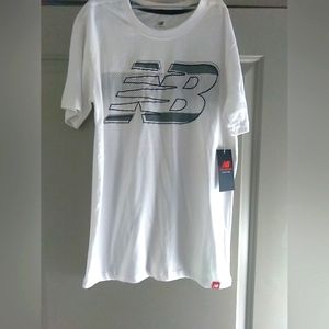 New Balance Boys Logo Size XL Tee  White Black